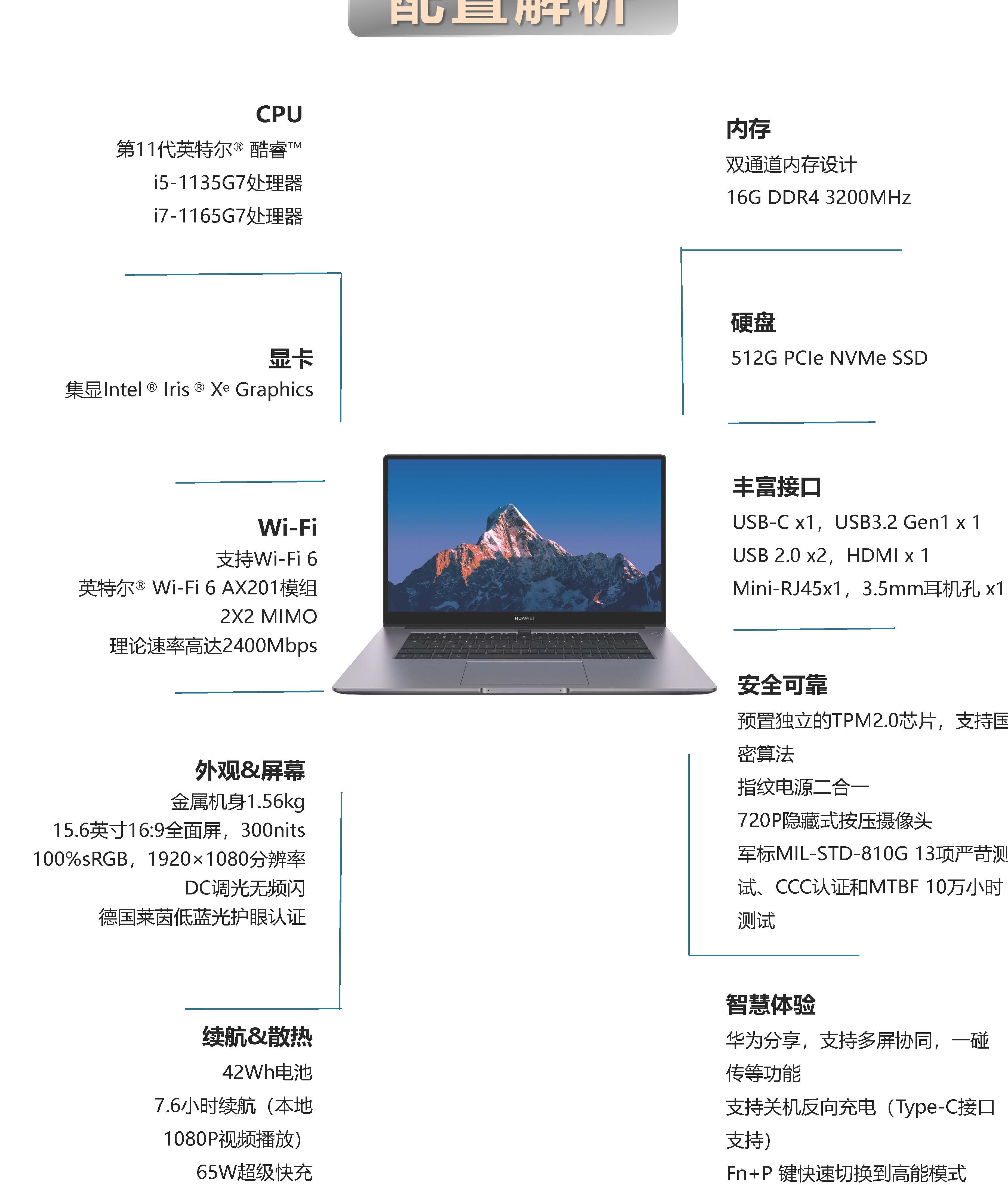 华为 HUAWEI MateBook B3-520 BDZ-WFE9A(i7 16GB+512GB)
